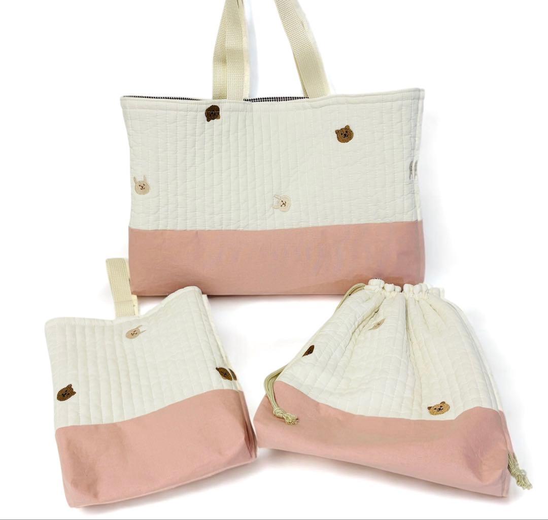 handmade lulu ヌビバッグ(キルティング)の 入園 入学3点セット
