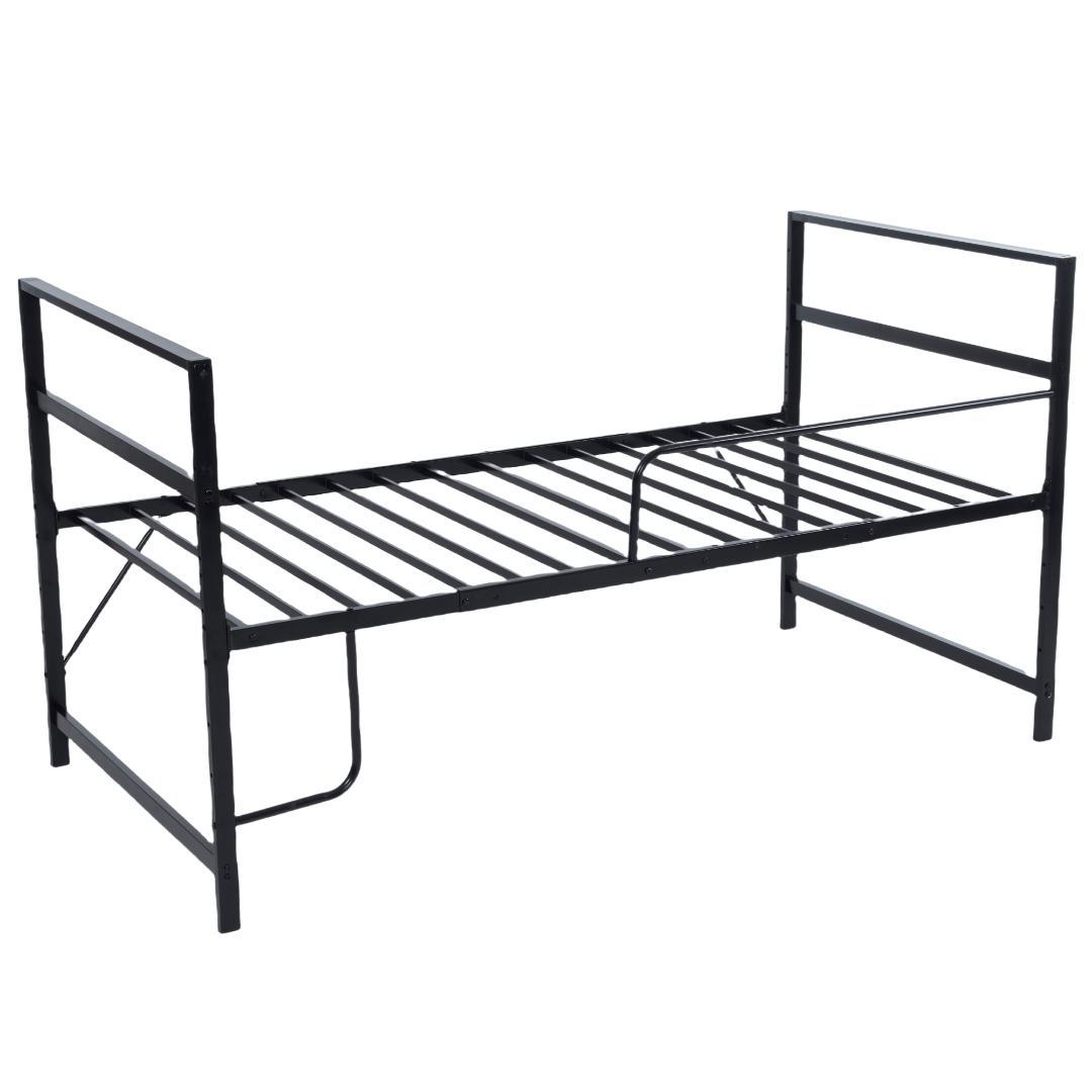 ロフトベッド【シングル】　一人暮らしに最適　ロータイプ　スチール製　BLACK