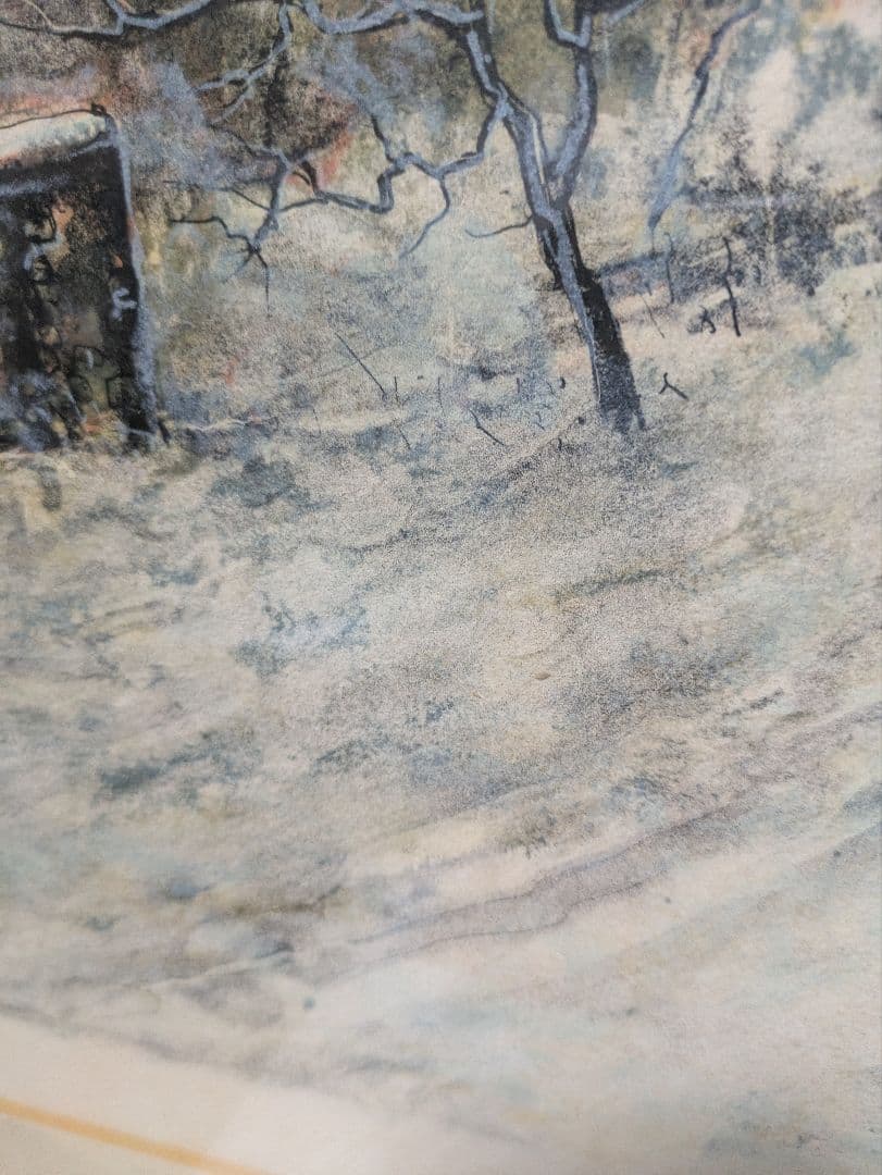 ジャン・ジャンセン？「雪の風景」？？リトグラフ 直筆サイン エディション有 額装