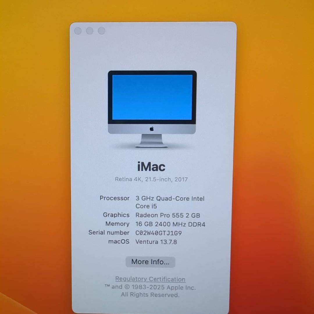 b*r様 iMac 2017 21.5インチ 4K/i5 /16GB /480G