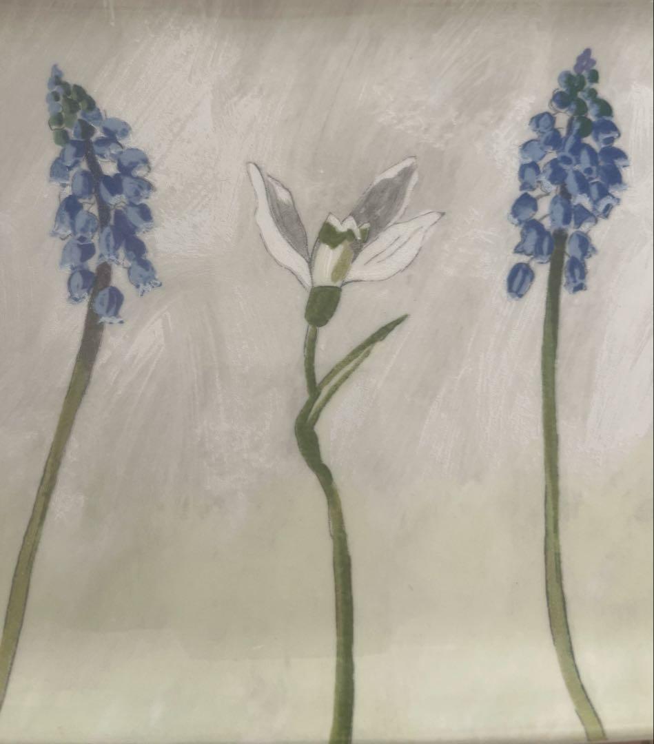 ジアン　アリス　ムスカリ　スノードロップ　花　長方形　皿　ロングトレイ