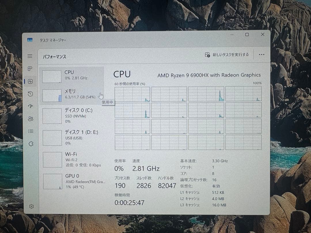 ミニPC Minisforum UM690 Ryzen9 6900HX 16GB 2TB