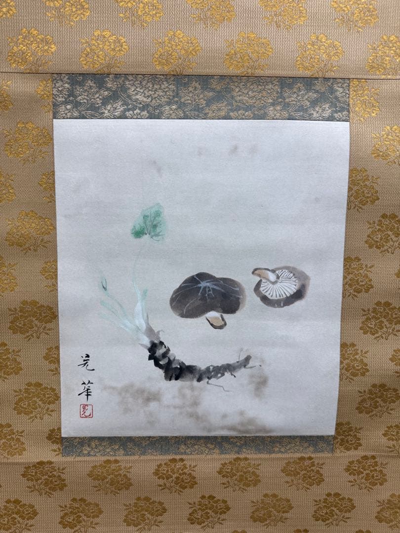 【43】晁華 水墨画 掛軸 肉筆 紙本 共箱 花鳥図 日本画