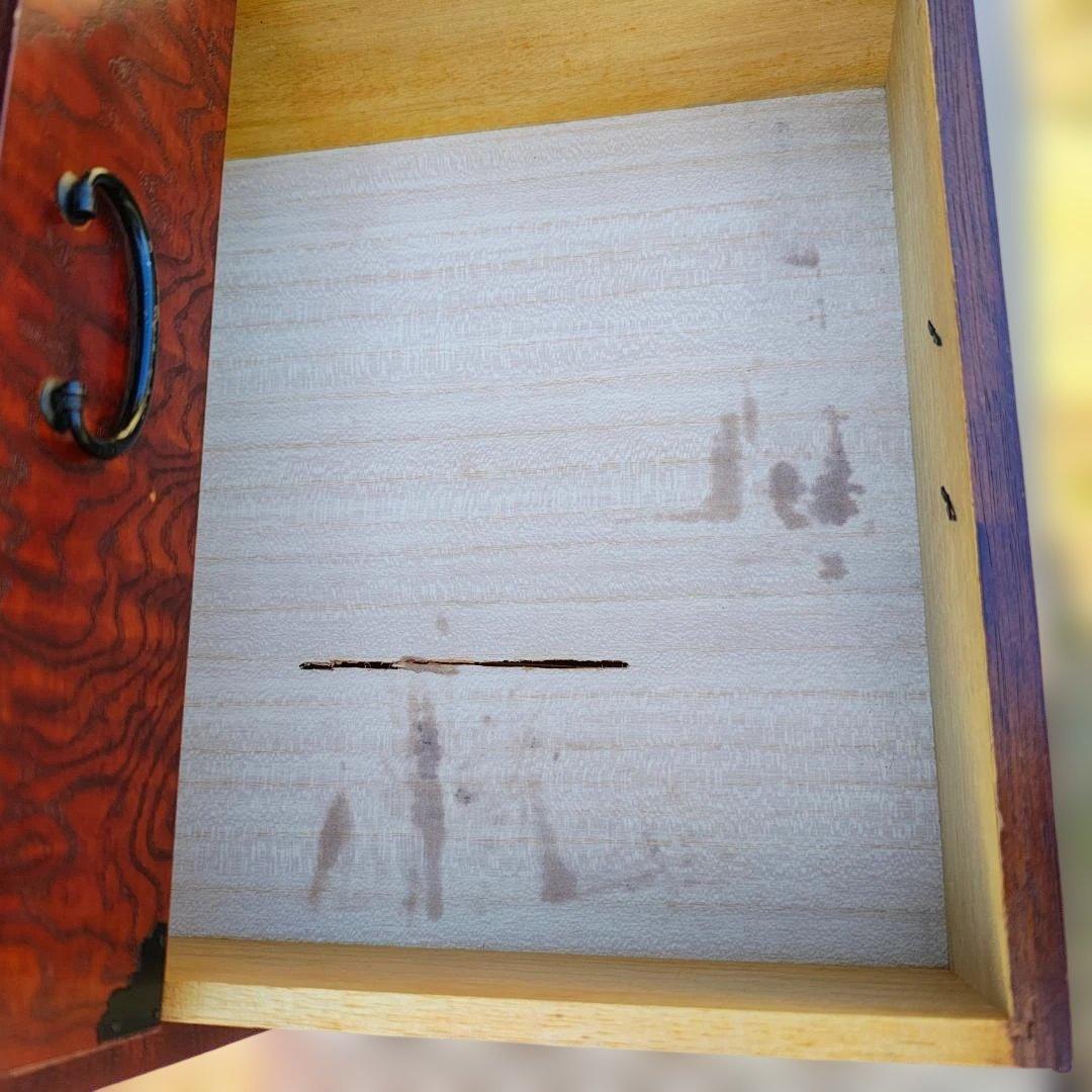 隠し引き出し付き 古家具 レトロ 木製 小引き出し 金具装飾 6杯 5C163