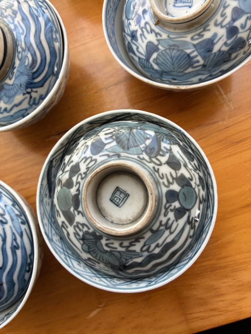 古伊万里 成化年制 染付 煎茶道具 染付　蓋付き飯茶碗アンティーク　 骨董