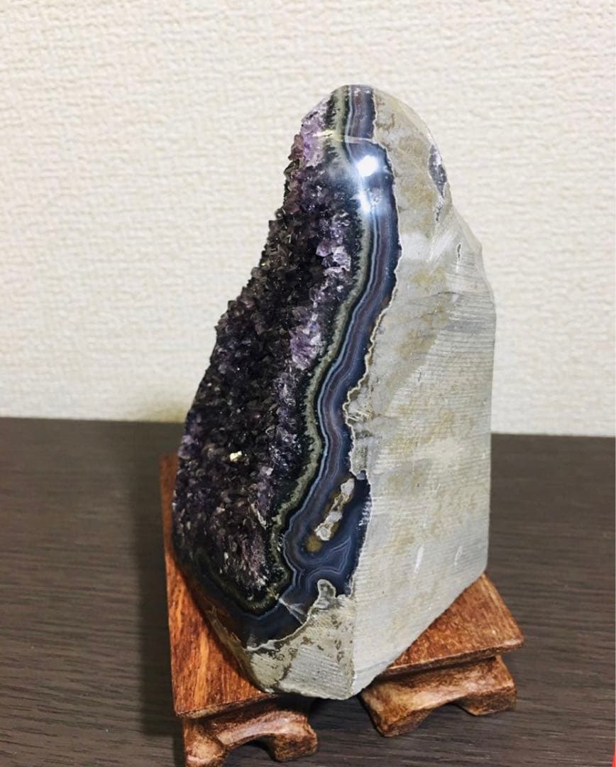 色濃い　超大高品質アメジストドームミニクラスター　台座込　送料無料