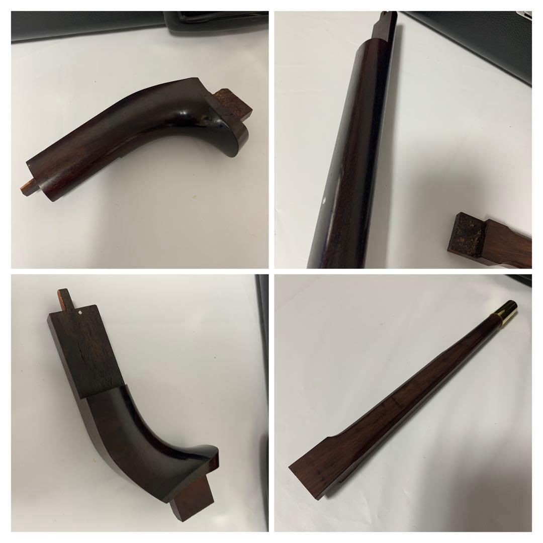 津軽三味線　子持ち綾杉胴　三つ折　紅木　太棹　ジャンク　現状品