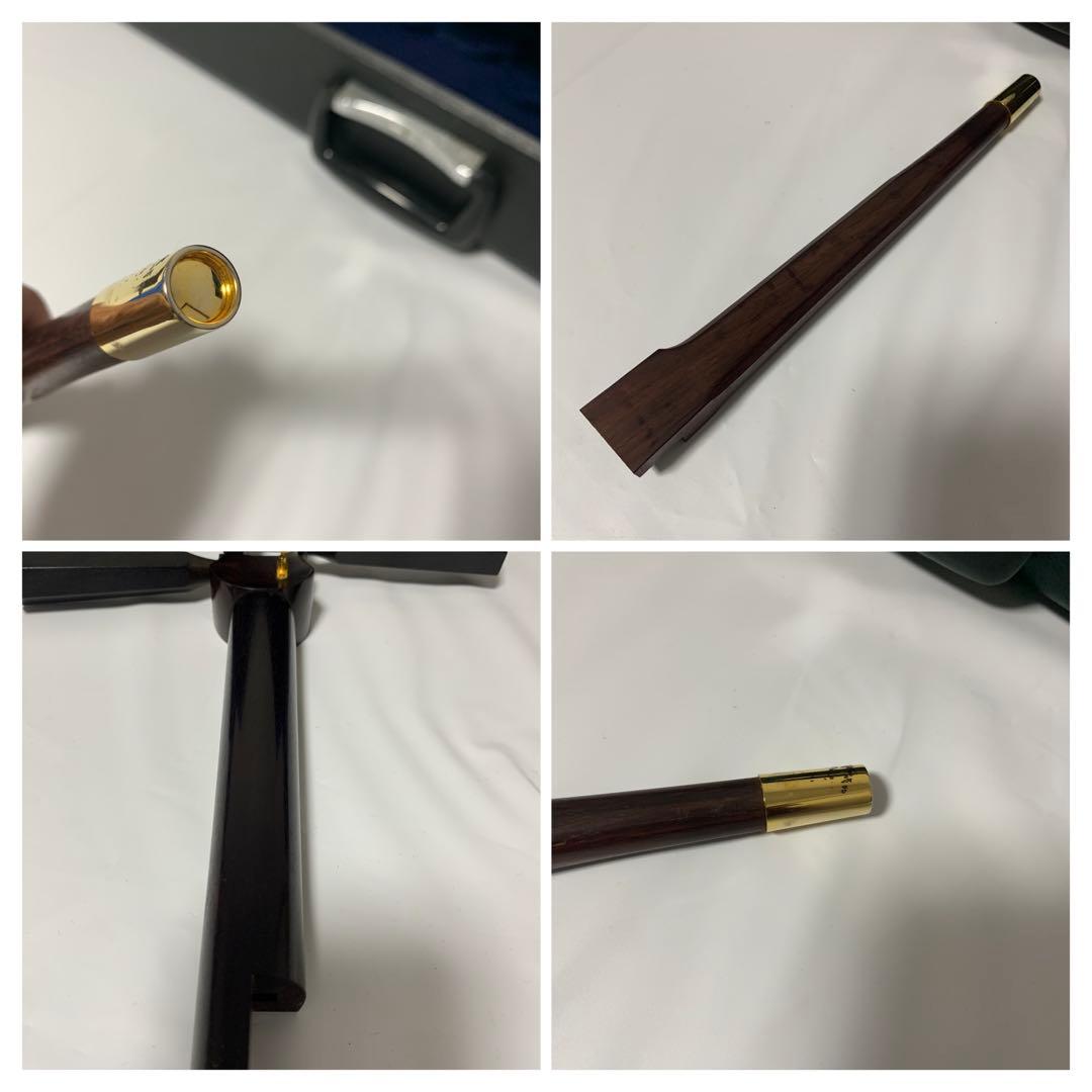 津軽三味線　子持ち綾杉胴　三つ折　紅木　太棹　ジャンク　現状品