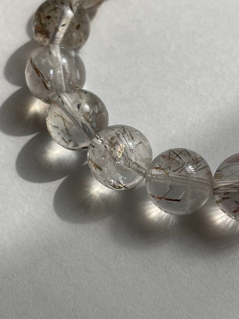 【匿名配送】 フォリエテッドマイカインクォーツ 水晶 ルチル 雲母 11㎜玉