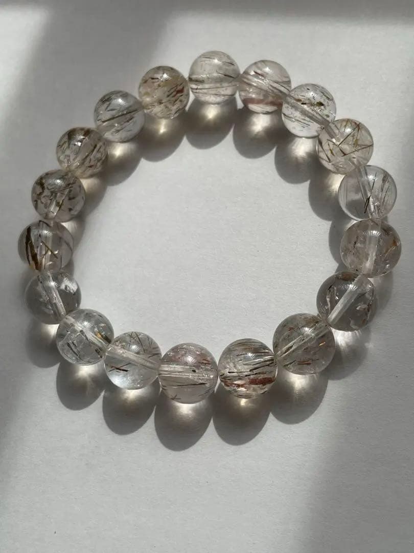 【匿名配送】 フォリエテッドマイカインクォーツ 水晶 ルチル 雲母 11㎜玉