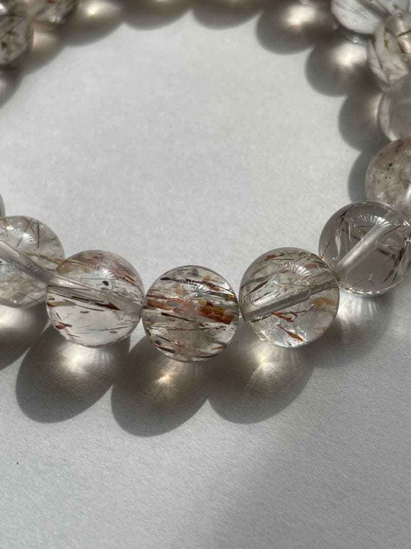 【匿名配送】 フォリエテッドマイカインクォーツ 水晶 ルチル 雲母 11㎜玉