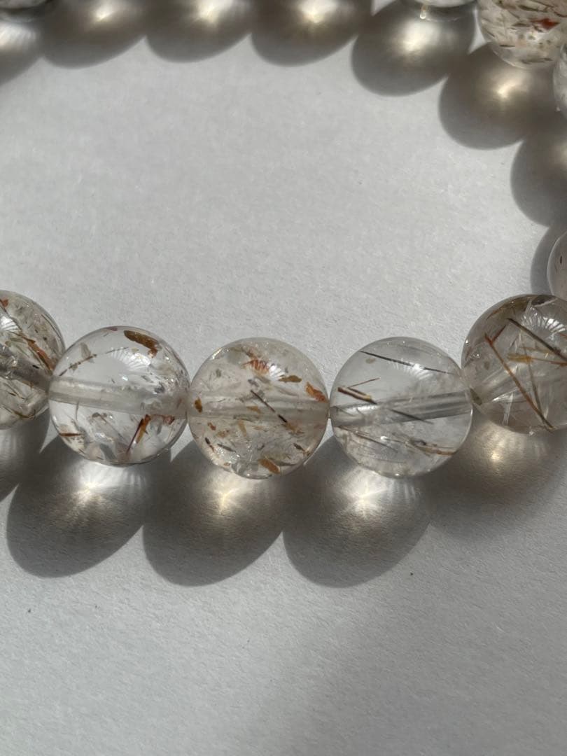 【匿名配送】 フォリエテッドマイカインクォーツ 水晶 ルチル 雲母 11㎜玉