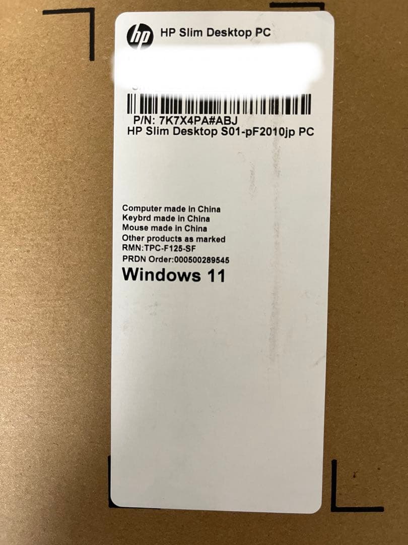 HP Slim Desktop S01-pf2010jp PC【中古美品】