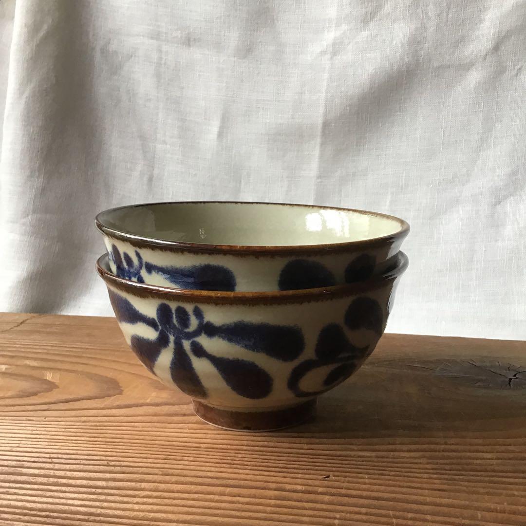 おおしまりくです。新品美濃焼　琉球瑠璃唐草　染付麺鉢　5枚セット