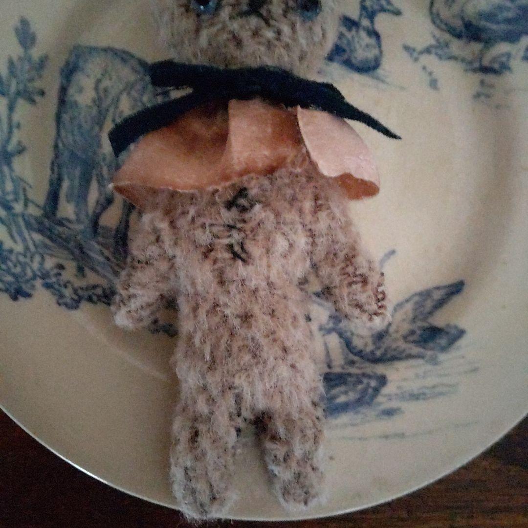 フランスアンティーク 布花うさ アンティークベア ハンドメイド テディベア作家