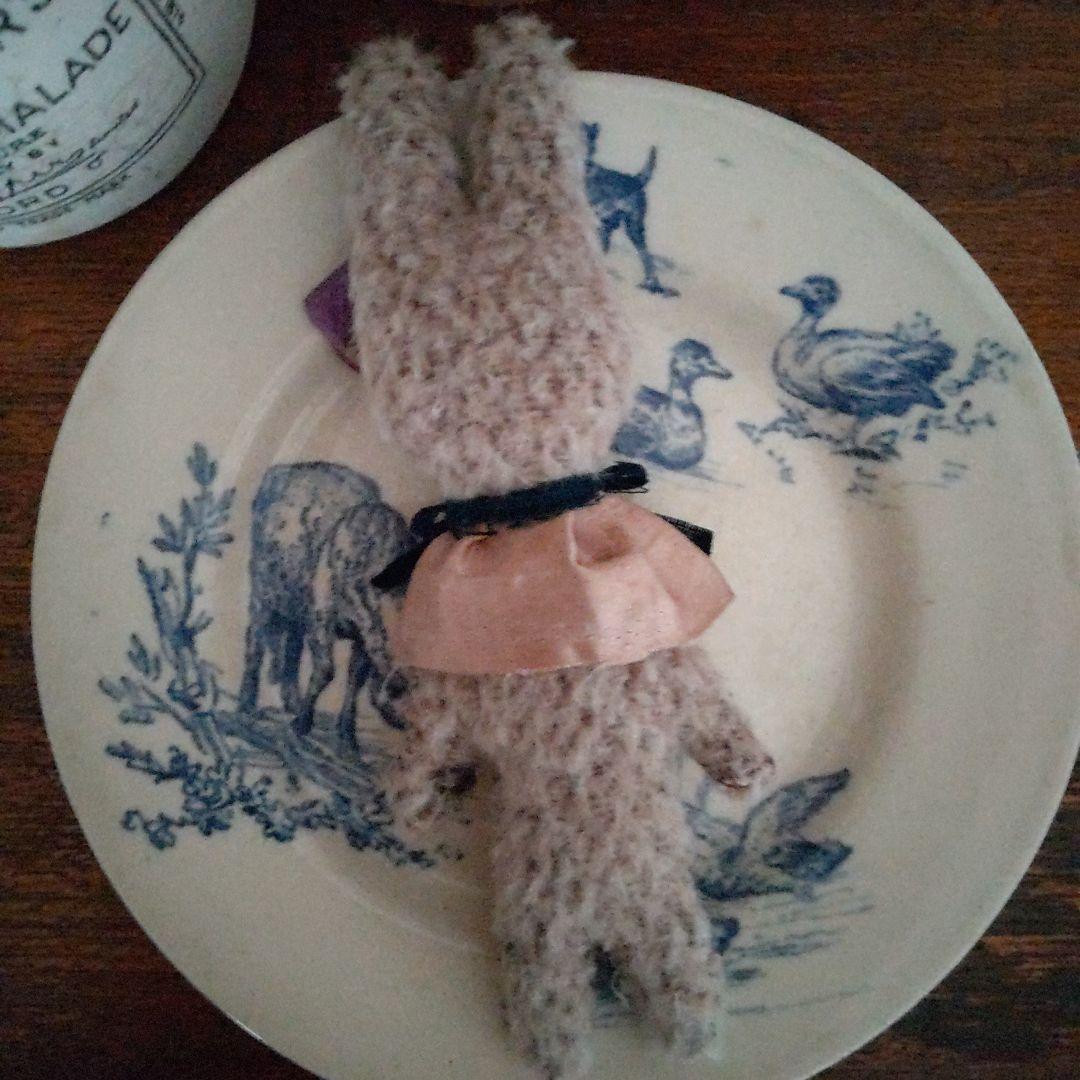 フランスアンティーク 布花うさ アンティークベア ハンドメイド テディベア作家