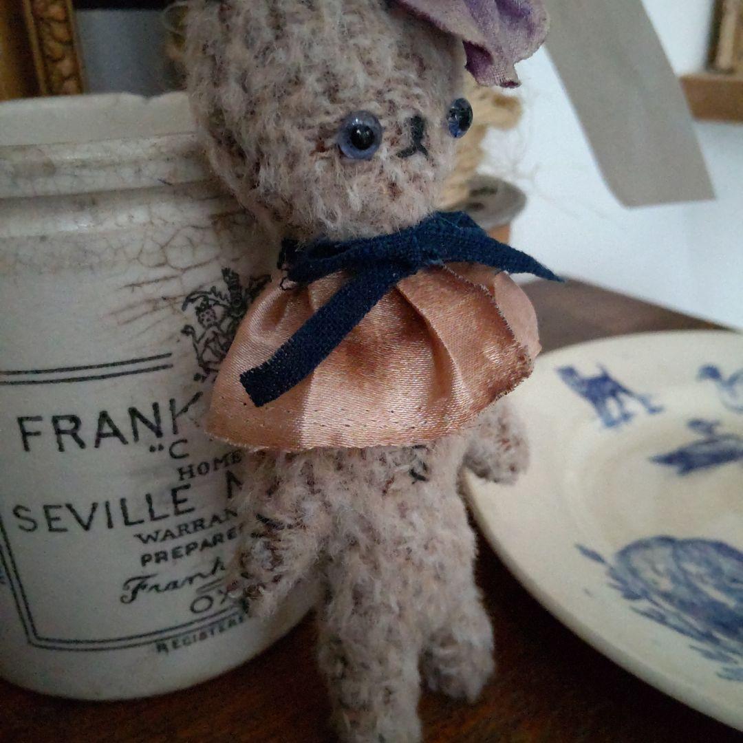 フランスアンティーク 布花うさ アンティークベア ハンドメイド テディベア作家