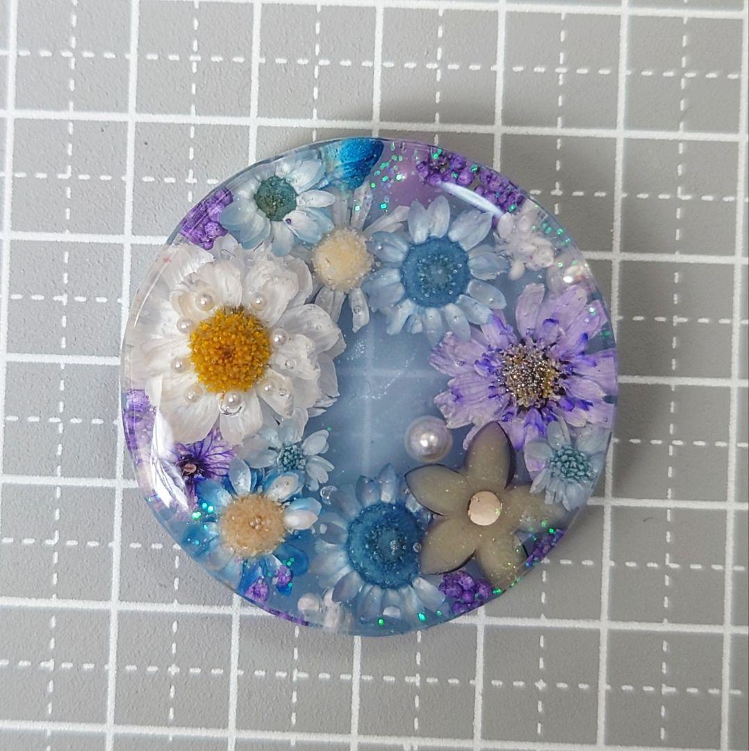 レジン　猫　ドライフラワー　ヘアゴム　ブローチ　ポニーフック　No.586