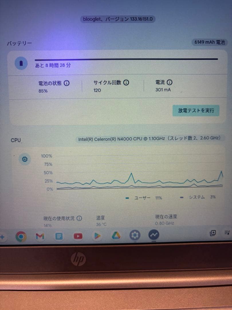 Chromebook本体 HP 14\" Chromebook celeron N4000 - Silver