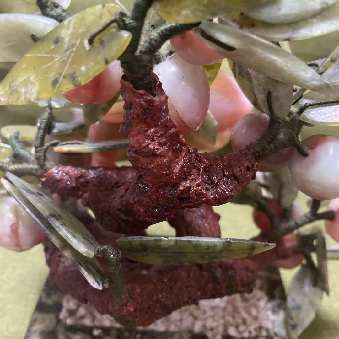 玉石 翡翠 アンティーク 桃の木 盆栽 中国工藝 中国土産 翡翠桃 中国美術