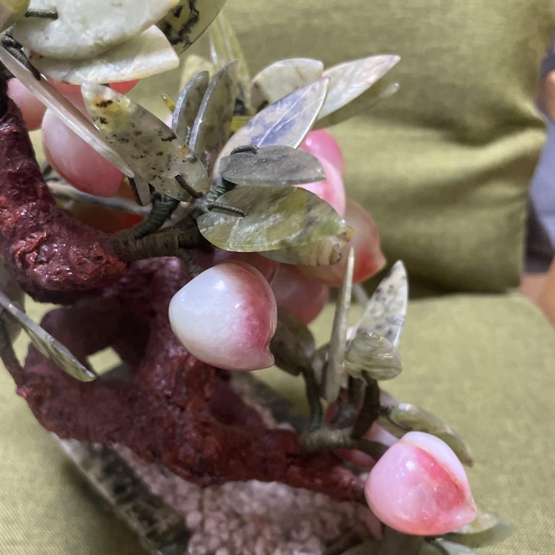 玉石 翡翠 アンティーク 桃の木 盆栽 中国工藝 中国土産 翡翠桃 中国美術