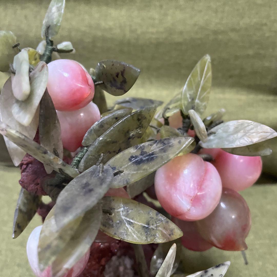 玉石 翡翠 アンティーク 桃の木 盆栽 中国工藝 中国土産 翡翠桃 中国美術