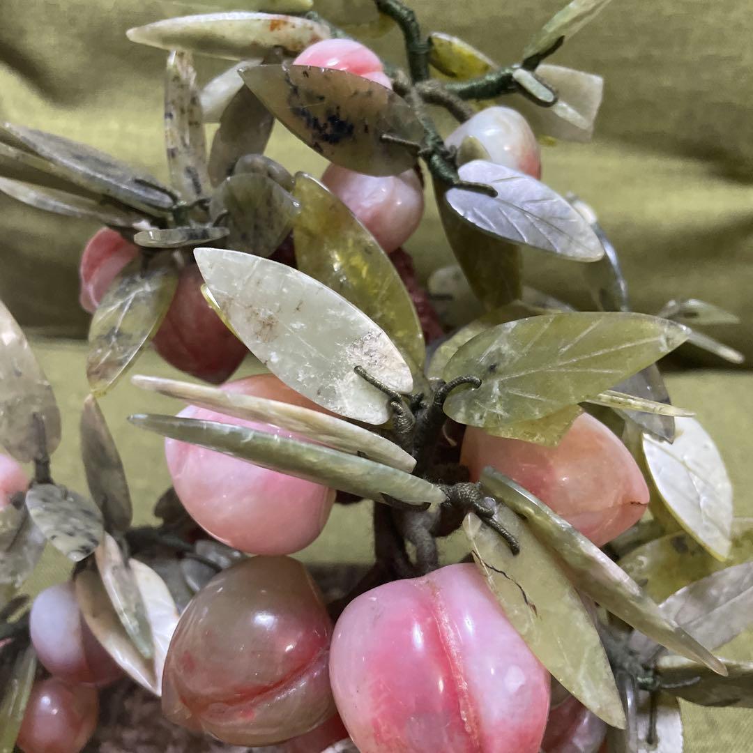 玉石 翡翠 アンティーク 桃の木 盆栽 中国工藝 中国土産 翡翠桃 中国美術