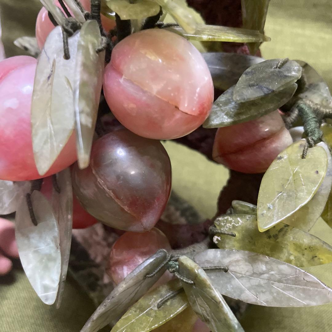 玉石 翡翠 アンティーク 桃の木 盆栽 中国工藝 中国土産 翡翠桃 中国美術