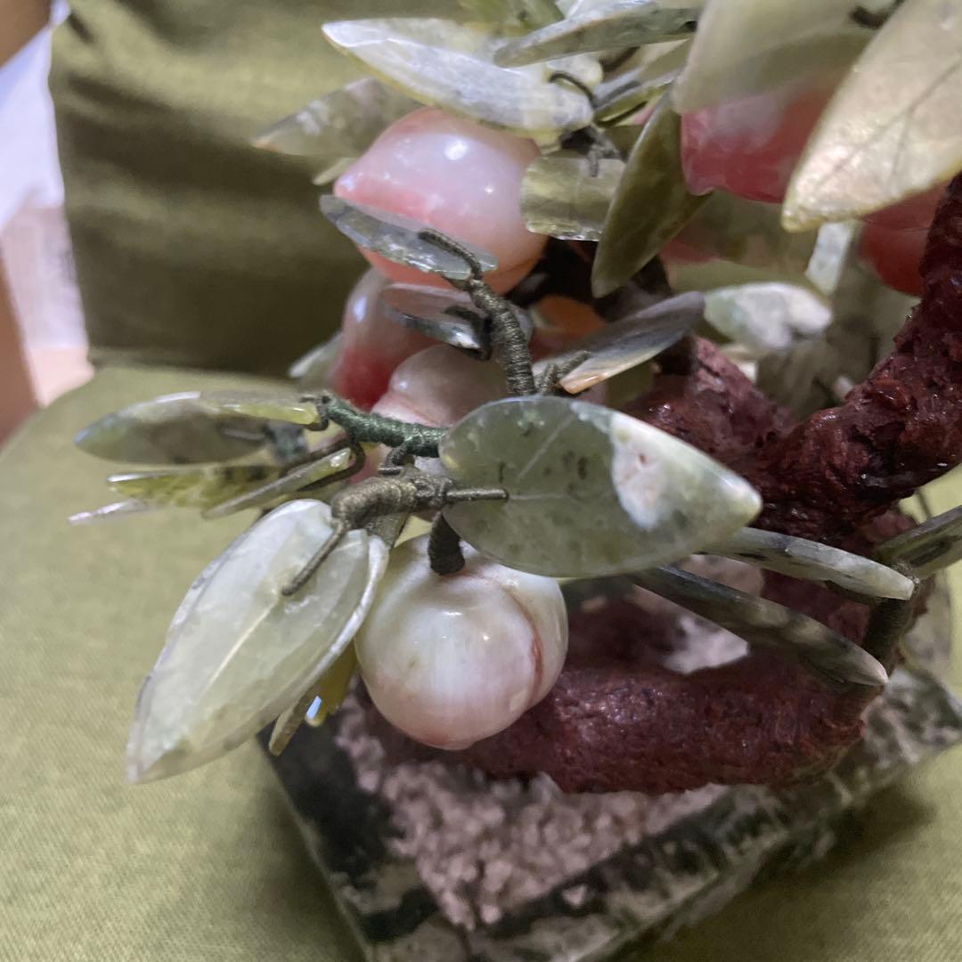 玉石 翡翠 アンティーク 桃の木 盆栽 中国工藝 中国土産 翡翠桃 中国美術