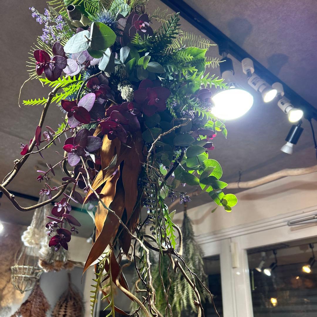 プロテアとパープルユーカリの吊り下げスワッグ