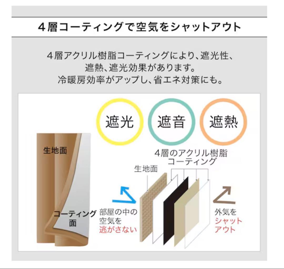 【ニトリ】遮光1級カーテン 幅130×縦225cm２枚／アイボリー新品 即発送