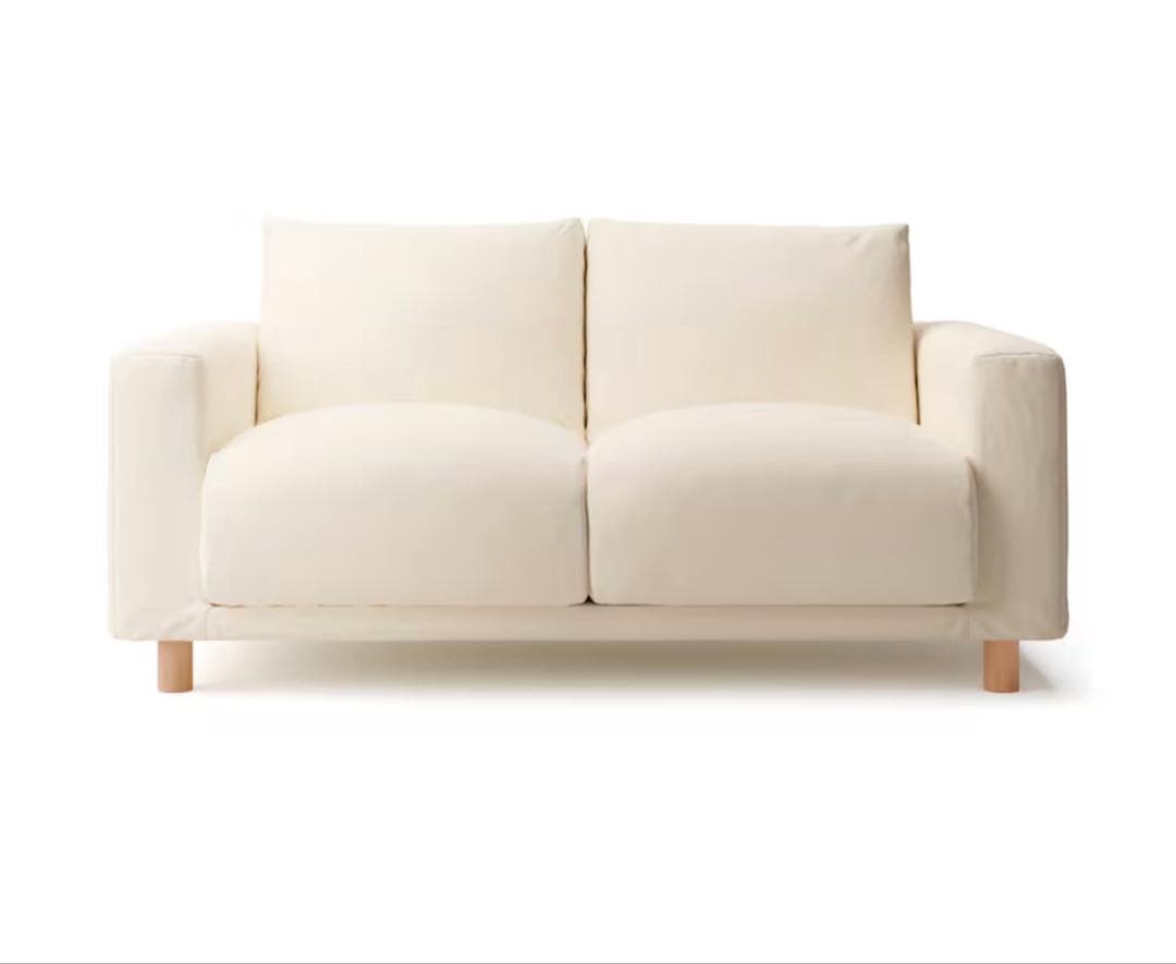 無印良品 ソファ本体・２シーター・フェザー・ポケットコイル カバー＆足付き