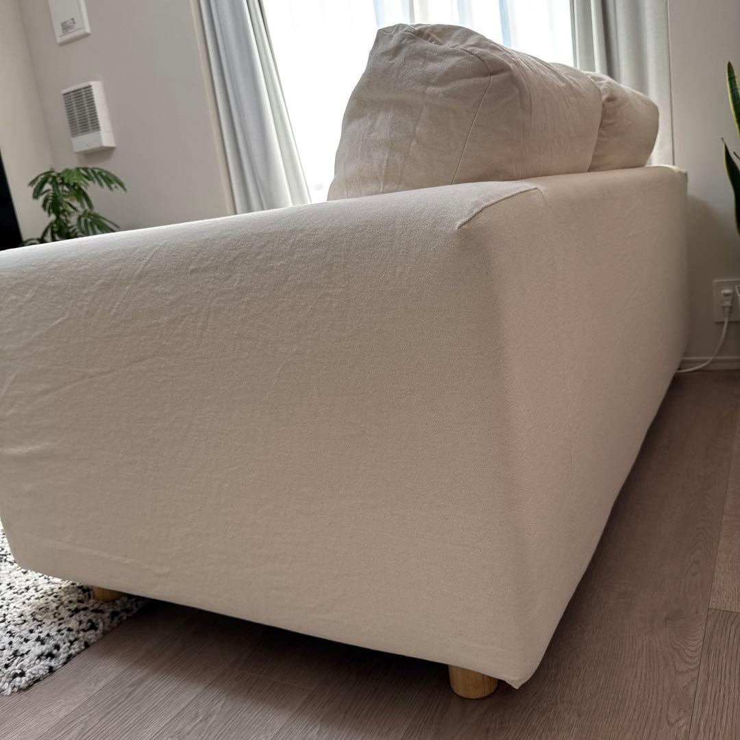 無印良品 ソファ本体・２シーター・フェザー・ポケットコイル カバー＆足付き