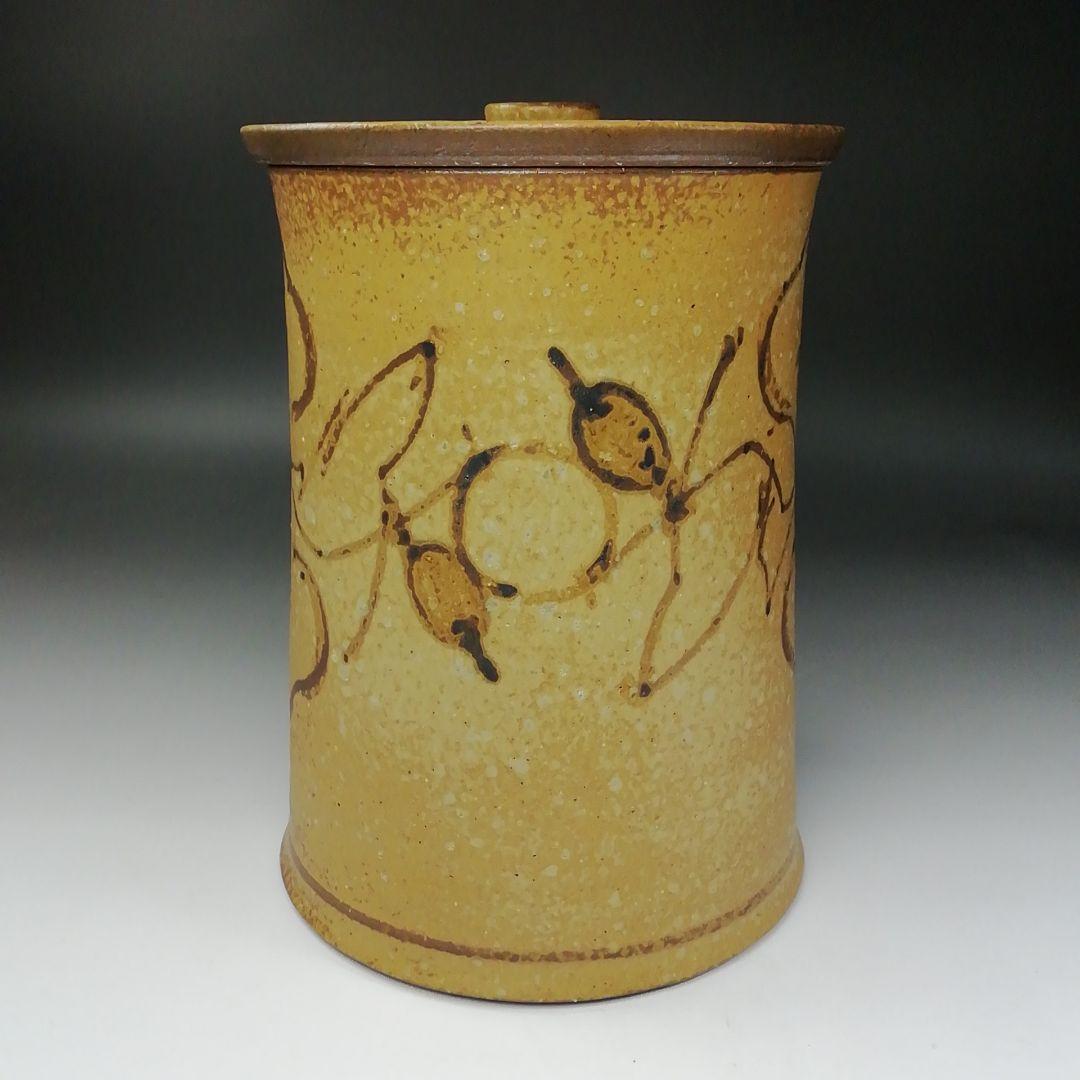 Ｔ２０２　水指　『灰釉　ツタノミ文』『和太守卑良(守弘)』　共箱　茶道具