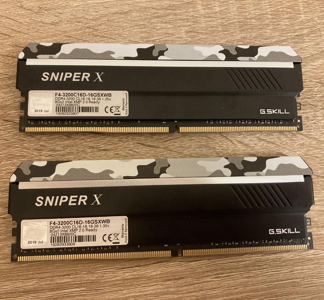 【動作保証付き】G.Skill　DDR4-3200　16GB（8GB×2枚）