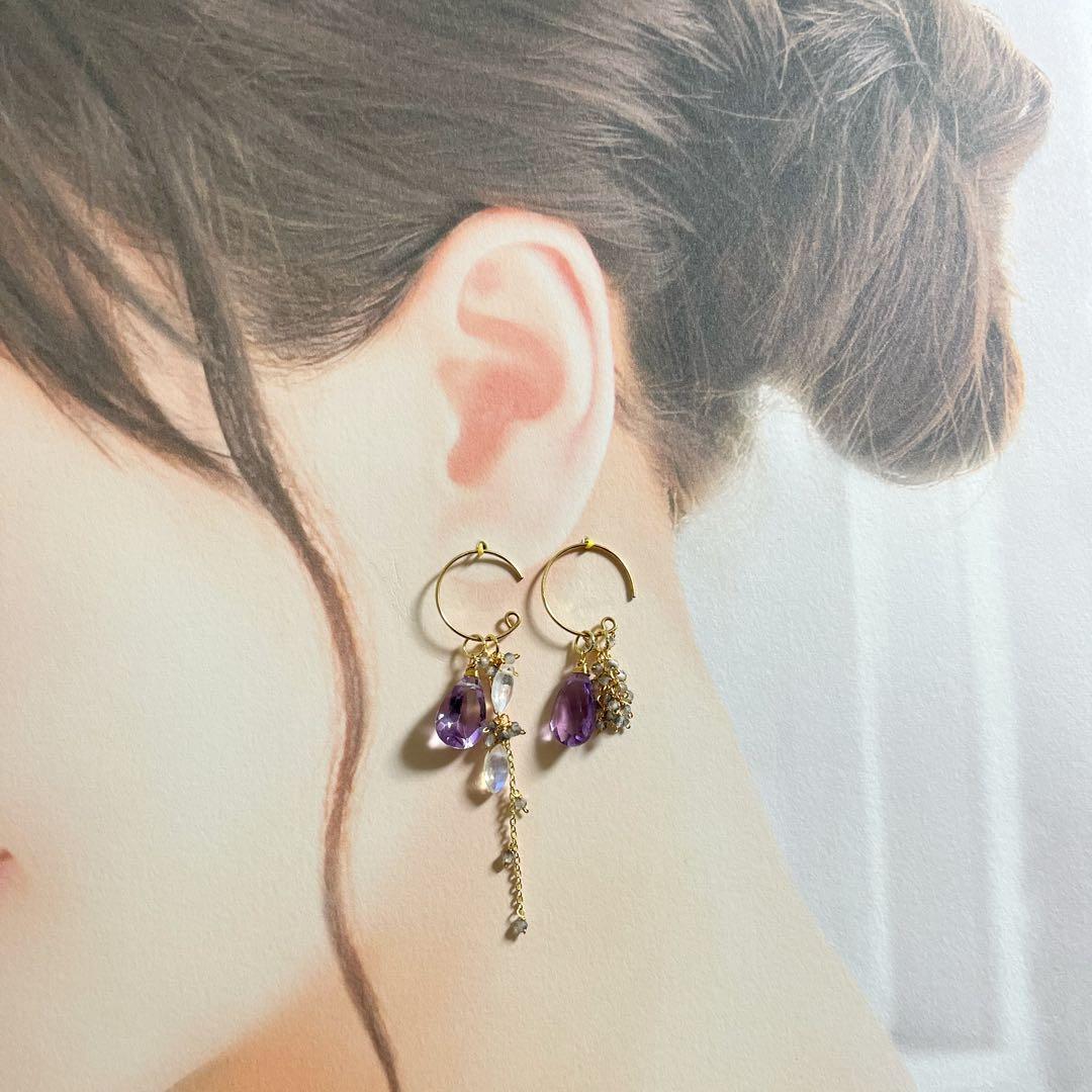 1549 ピアスチャーム４点セット　アメジスト