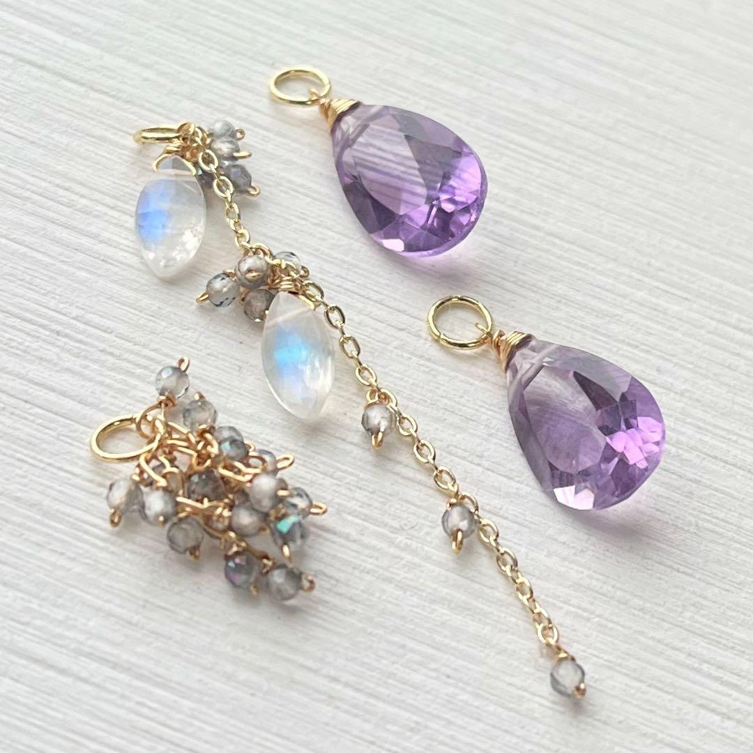 1549 ピアスチャーム４点セット　アメジスト