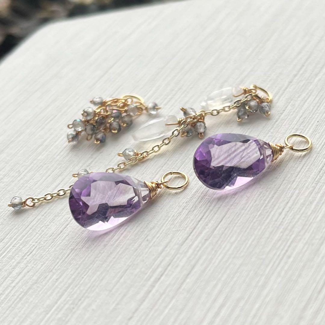 1549 ピアスチャーム４点セット　アメジスト