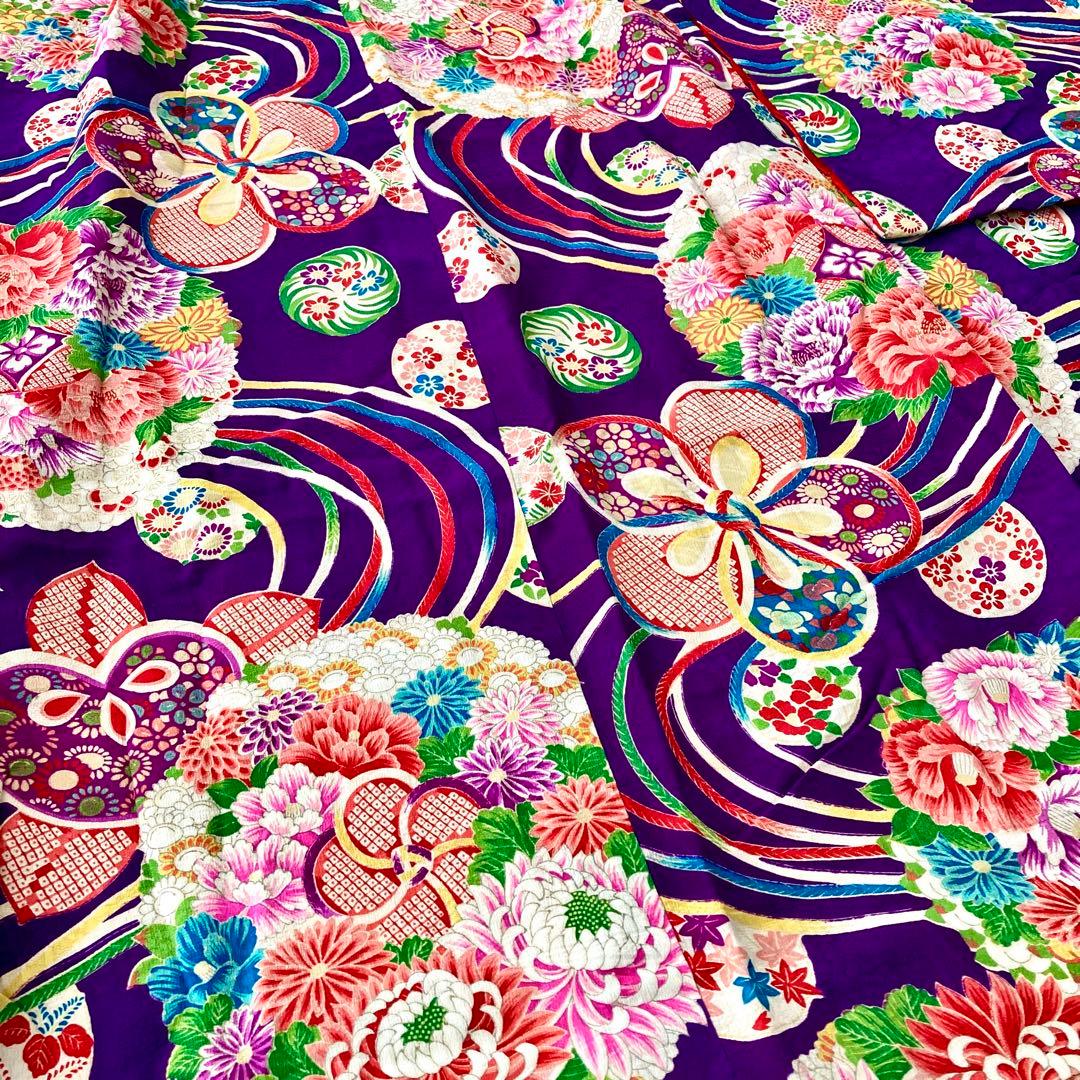 アンティーク  女の子  子供着物  紫  NO6