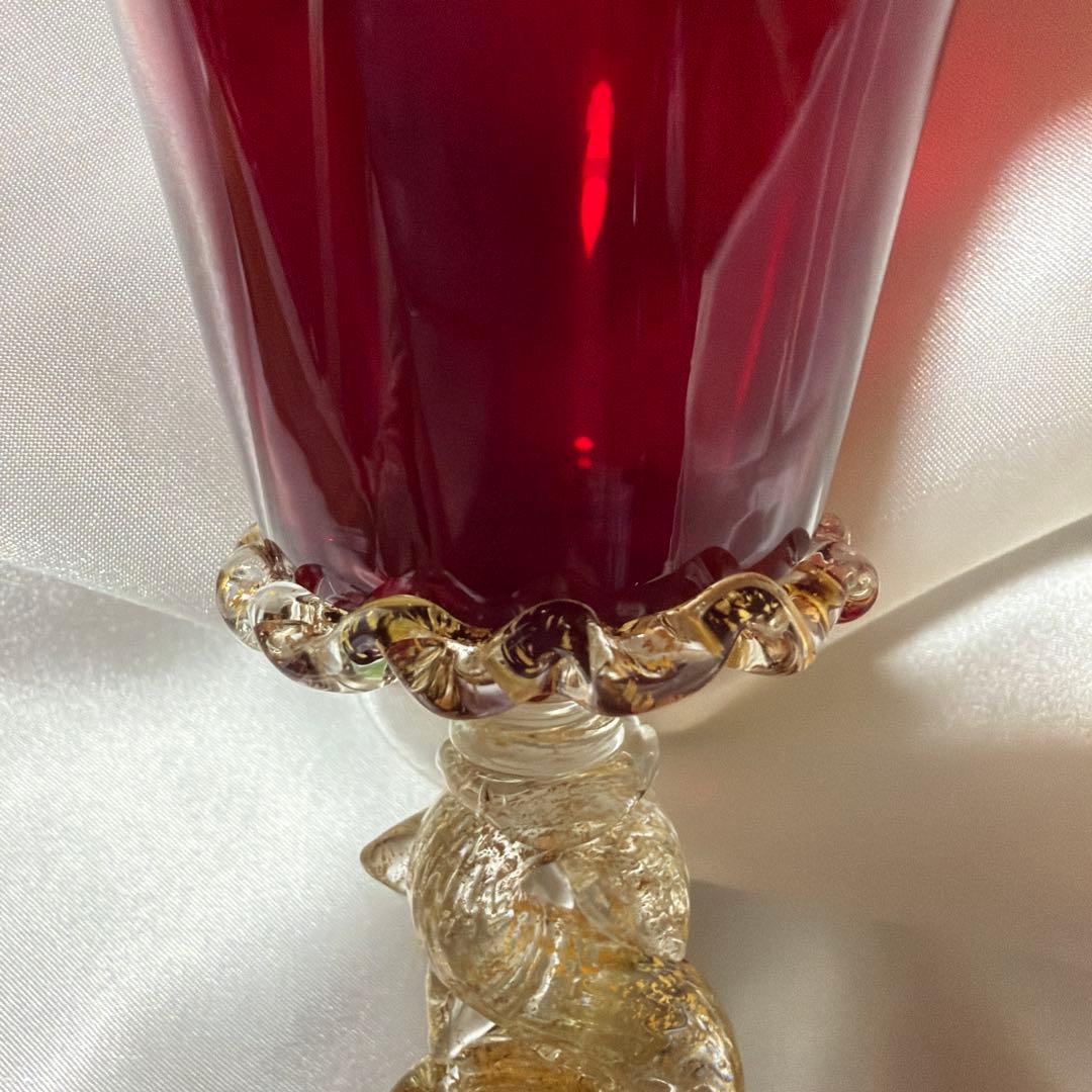 l*a様 ベネチアンガラス ムラーノグラス 金彩 ワイングラス イタリア