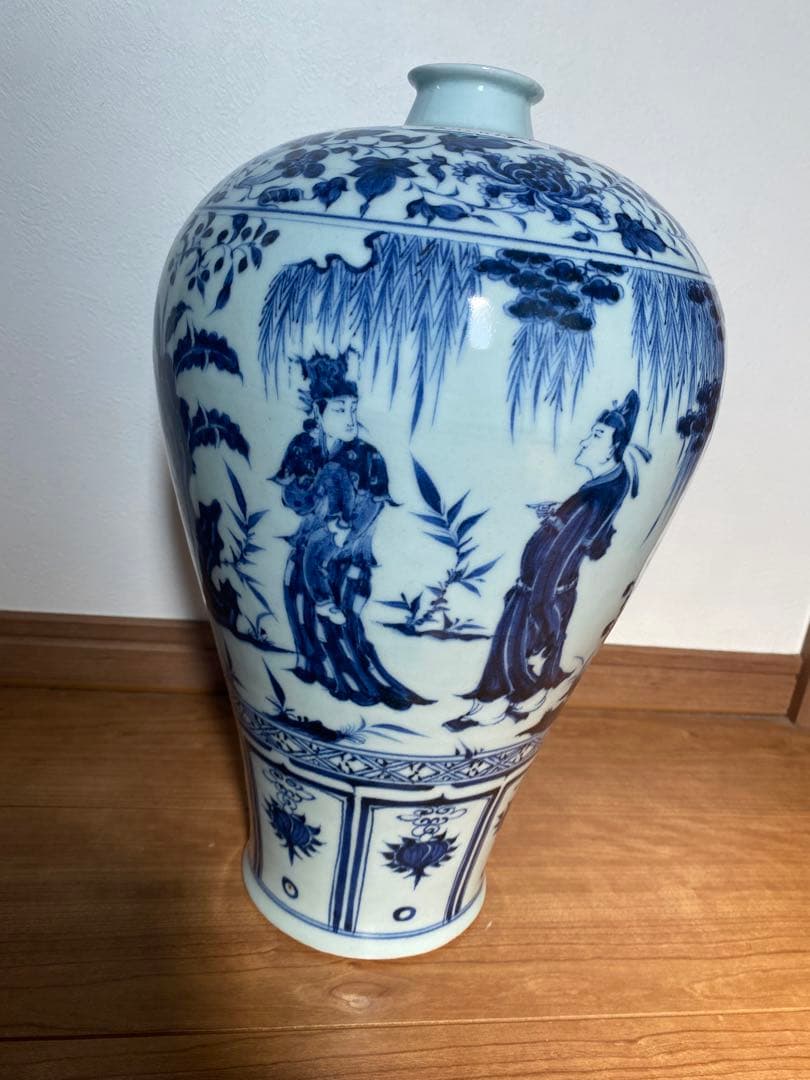 元末明初青花梅瓶、西厢記人物、サイズ高さ約39cmx径24cm.TA1037