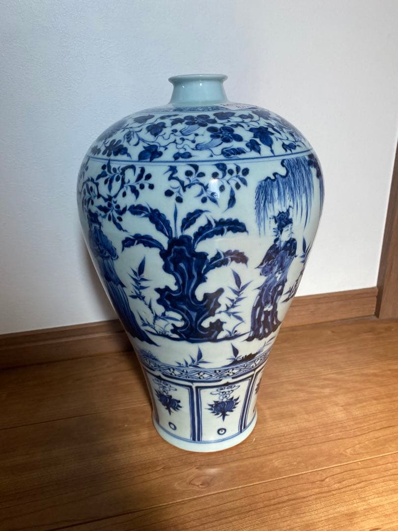 元末明初青花梅瓶、西厢記人物、サイズ高さ約39cmx径24cm.TA1037