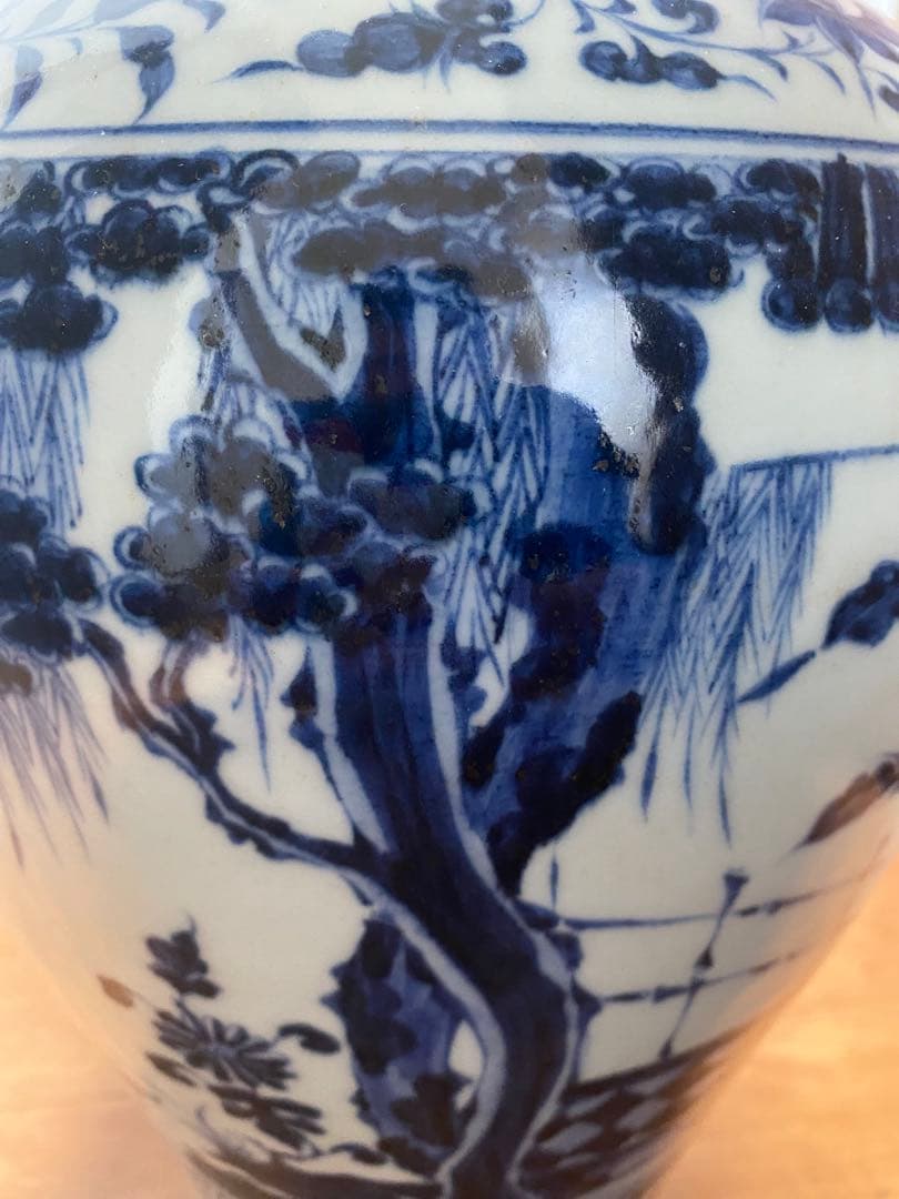 元末明初青花梅瓶、西厢記人物、サイズ高さ約39cmx径24cm.TA1037