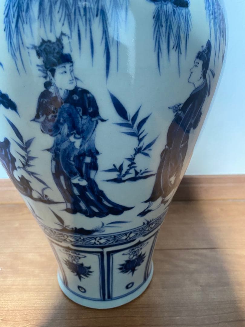 元末明初青花梅瓶、西厢記人物、サイズ高さ約39cmx径24cm.TA1037