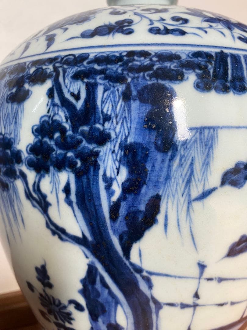 元末明初青花梅瓶、西厢記人物、サイズ高さ約39cmx径24cm.TA1037