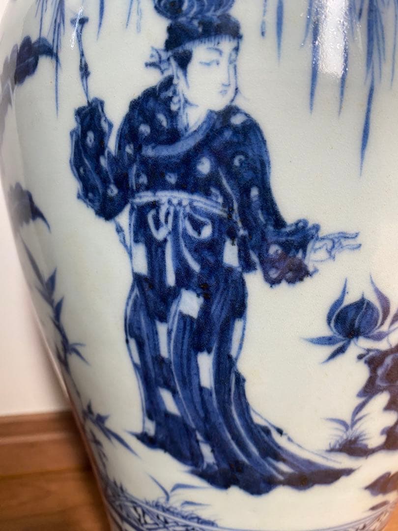 元末明初青花梅瓶、西厢記人物、サイズ高さ約39cmx径24cm.TA1037