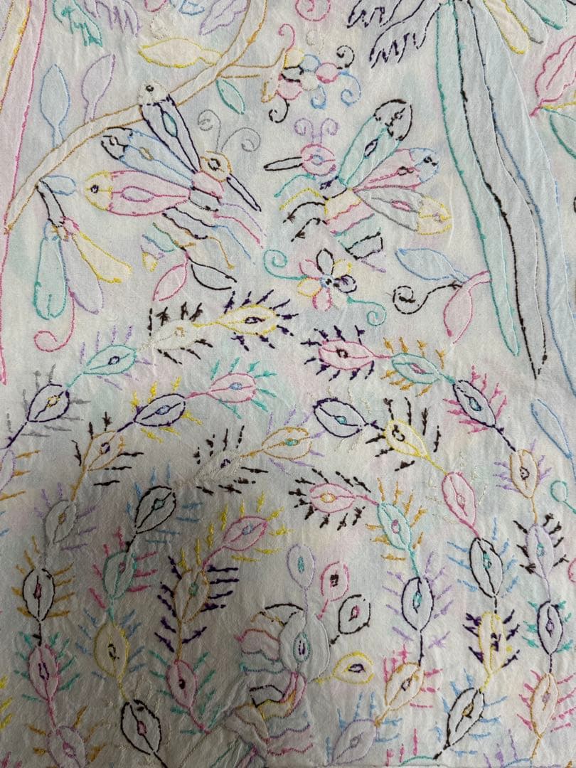 オトミ刺繍 テーブルランナー メキシコ ハンドメイド パステルカラー 一点もの