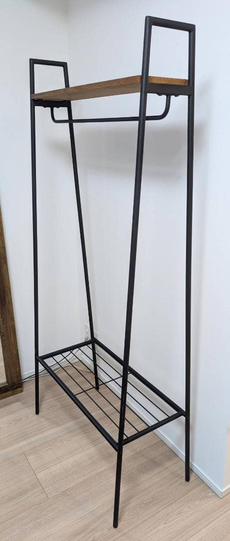 ハンガーラック アイアン 木製 直接引取可】 ★173 x 80cm★黒 洋服掛