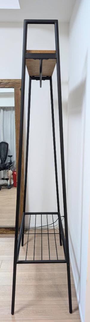 ハンガーラック アイアン 木製 直接引取可】 ★173 x 80cm★黒 洋服掛