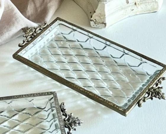 トレー 小物入れ ガラス ゴールド 真鍮 アンティーク 87122TY-GD